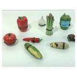 Enameled Vegetable Shaped Trinket Boxes. Many