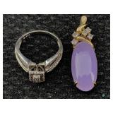 Sterling Silver Ring W/pendant, Tw 8g, Sz 6.5