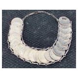 Charm Bracelet W/20ï¿½ Mexican Coins, 72% Silver