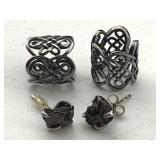 Sterling Silver Ear Cuff & Earrings, Tw 4.8g,