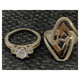 2 Sterling Silver Rings, Tw 5.6g, Sz 5.5, 7.5