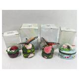 4 Direct Connection hinged trinket jewel boxes,