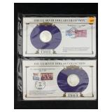 1903 & 1904-o Silver Morgan Dollars W/stamps By