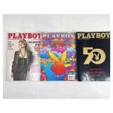 3 Playboy magazines, 50th anniversary issue,