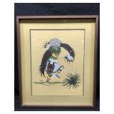 Signed Hopi Kachina Watercolor On Paper. 23x27