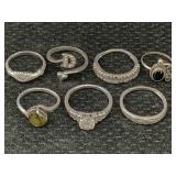Sterling Silver Rings, Tw 15g, Sz 4, 6, 7, 8 Etc