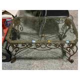 Vtg Metal Base Glass top Coffee Table - approx.
