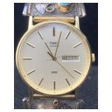 Timex Quartz Watch W/12k Gold-filled Tips &