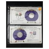 1885 & 1886 Silver Morgan Dollars W/stamps By