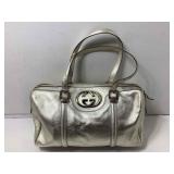 Gucci Britt Boston Bag Metallic Gold Leather w/