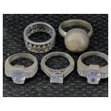 Sterling Silver Rings, Tw 27.3g, Sz 4, 6 & 9