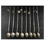 8-vtg  Sterling Silver Sipper Straw Spoons, Tw