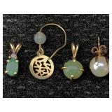 14k Gold Earrings & Pendant, Tw 2.4g, Sz ï¿½in Tall