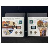 4 Kennedy Half Dollars W/stamps & Album