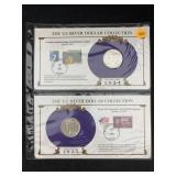 1934-d & 1935-s Silver Peace Dollars W/stamps By
