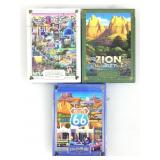 3 Playing cards, Boardwalk, Zion & Rte 66