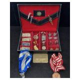 Jewelry Box W/cufflinks, Medals, Pins & More, Some