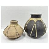 2 Native American Rawhide Hound Pottery