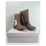 Just Fab boots flat, Vivica cognac sz 7