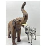 Leather Wrapped Elephant & Zebra Figures