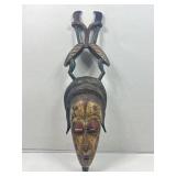 Carved Wood African Tribal Mask 29in Long
