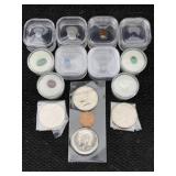 Colection Of Gemstones, Half Dollar & More