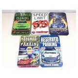 5 NASCAR wall signs. Assorted. 11x17