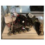Roller Blades Size 8, Skates Size 6, and Hats.