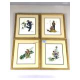 4 Norman Rockwell seasons prints framed to 11x13