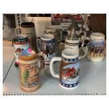 Collectible Steins. Budweiser, California, and