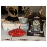 Studio chime mantle clock, 2 pair shoes size 10.5