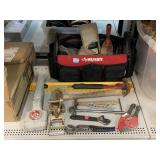 Carpet kick stretcher, Husky tool bag with