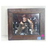 Signed drummer photo print framed to 11x13