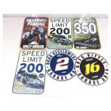 6 NASCAR wall signs. Assorted 12in rounds and