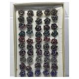 Bling fashion costume jewelry rings in display