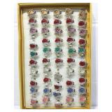 Bling fashion costume jewelry rings in display