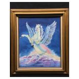 George Rizzo Signed Pegasus Painting On Canvas