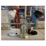 Quartz Chime Clock, 2 Flexible Desk Lamps.