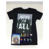 Justice League figures, DVD and shirt size S