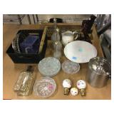 Dressing Decanters, Ice Bucket, Candy Dish, and