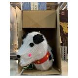Lighted Soft Tinsel Dog with Gift.