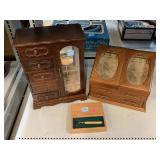 Wood jewelry cabinets and shaver handle with wood