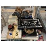 Asian style decor, chopsticks, cork carvings on