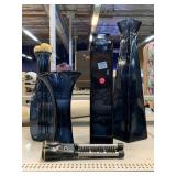 4 Decorative blue glass vases and more