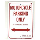 Motorcycle Parking Only sign. 16x12