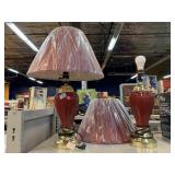 Side table lamps with shades.