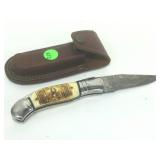 Hand Made Damascus Blade Pocket Knife with