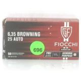 50 Rounds 25 ACP Ammo - 50gr FMJ Fiocchi