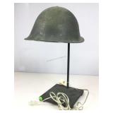 WWI Trench Art Helmet Lamp with Tank Armor Base -