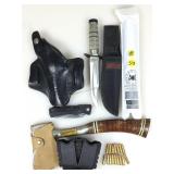 Assorted Knives, Holsters and more